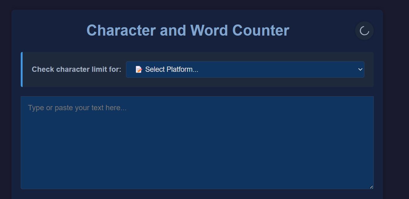 Character and Word Counter Website Screenshot